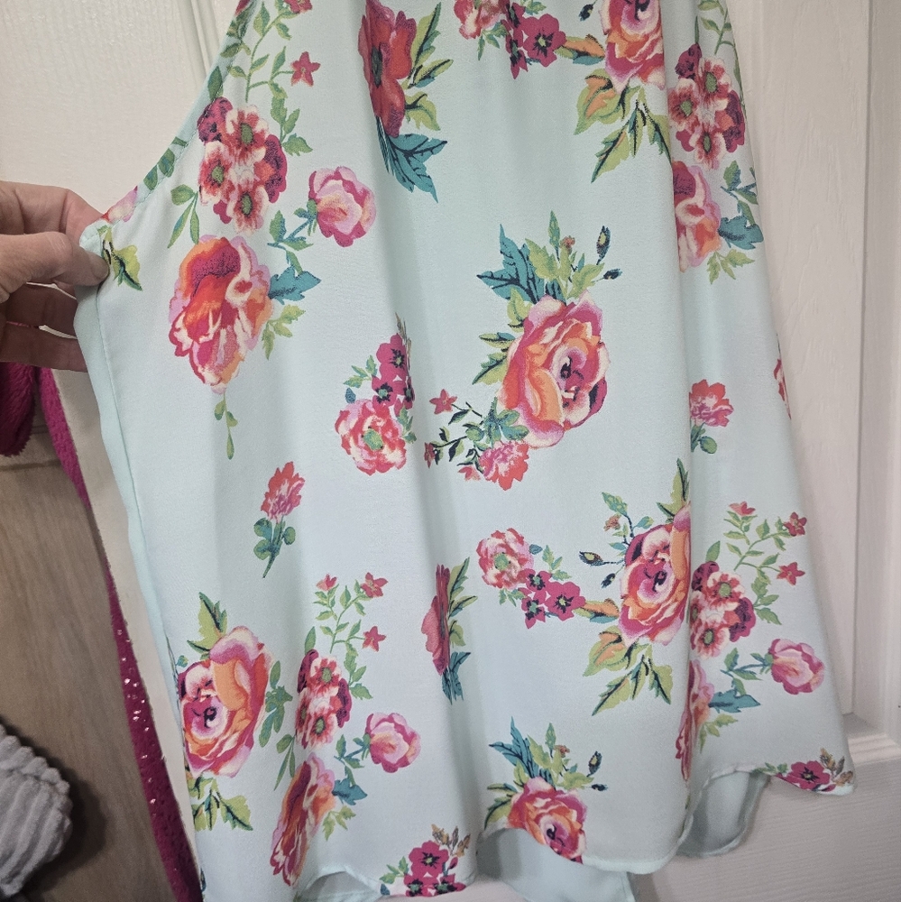 Wishful Park Spaghetti Strap Women Size Large Summer Split Back Multicolor